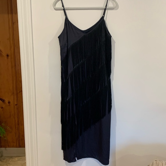 NIC + ZOE Navy Blue Fringe Midi Dress - Size 12 - Picture 4 of 10
